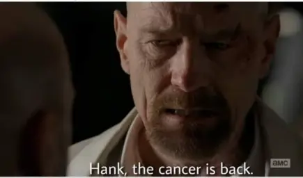 Hank the cancer is back meme