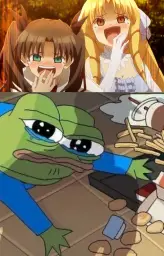 Anime girls laughing at Pepe