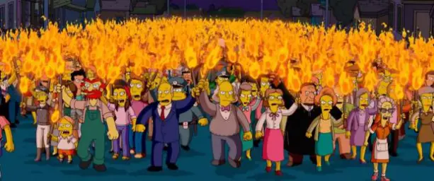 Simpsons angry mob torches