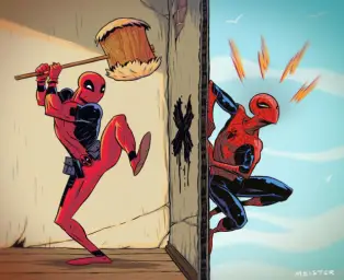 deadpool hammers spiderman