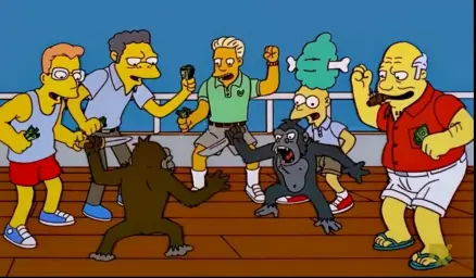 Pelea de monos los simpsons