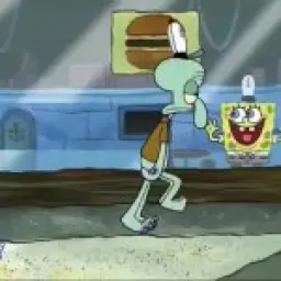 Spongebob following Squidward