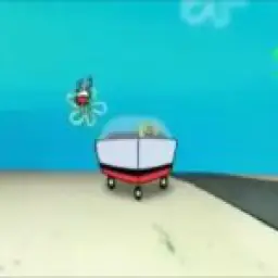 Spongebob driving recklessly