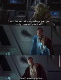 Obi Wan looks at the security recordings