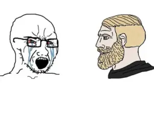 Crying Wojak v Chad (Taller)