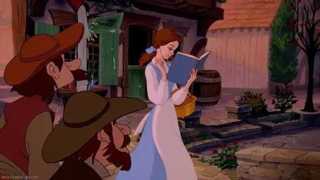 Belle reading a book