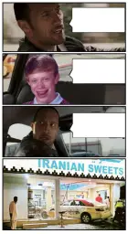 Bad Luck Brian Disaster Taxi runs into Iranian Sweet store