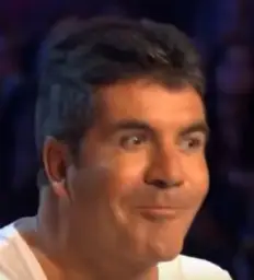 Trying not to laugh Simon