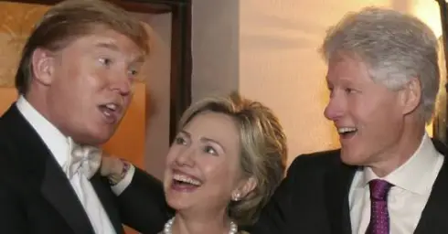 Bill trump Hillary laughing