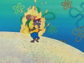 spongebob guy on fire