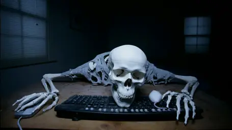 skeleton on computer