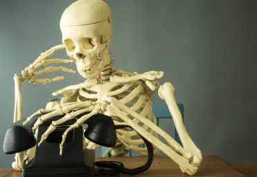 Skeleton Waiting Phone