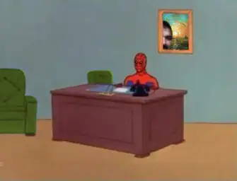 Spiderman At Computer Desk