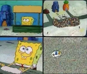 spongebob selling something